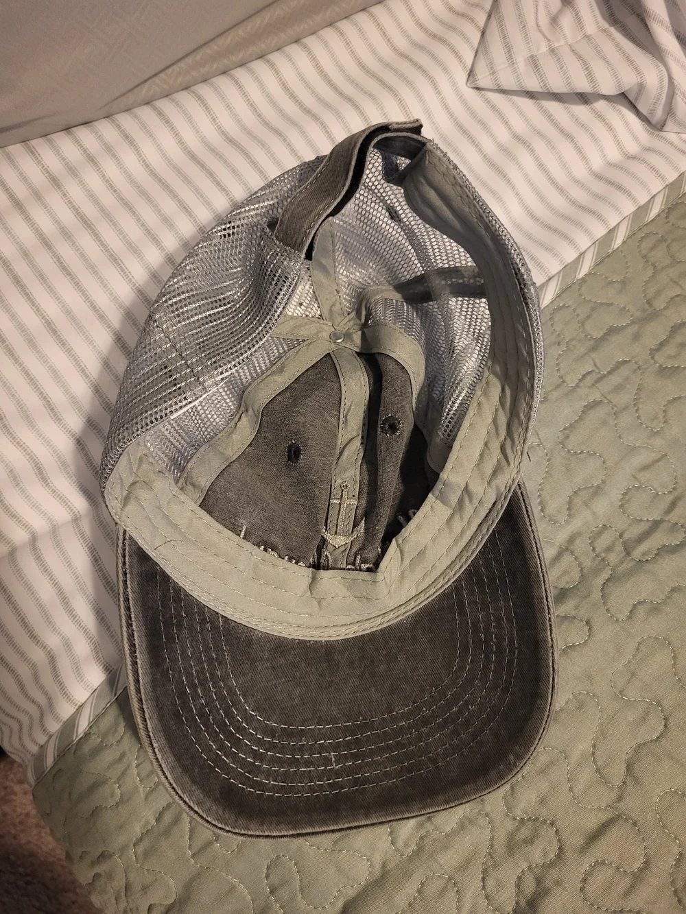 Washed Gray Embroidered Anchor Trucker Hat - Martha's Vineyard